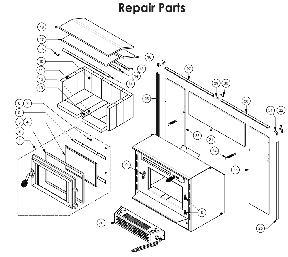 Diagram Diagram and Parts List for TR004  US Stove Company Fireplace & Insert